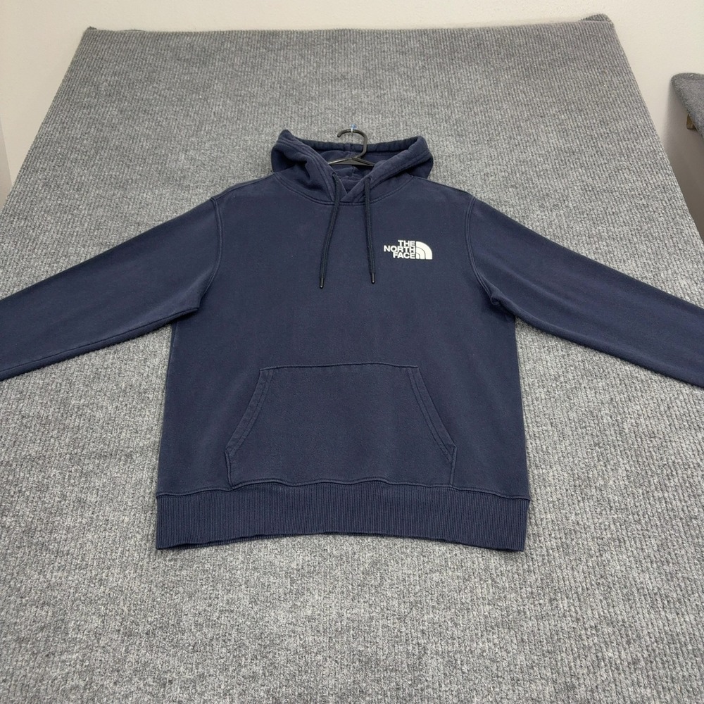 The North Face Hoodie Mens S Navy Blue Cotton Blend Box Logo Outdoor Streetwear